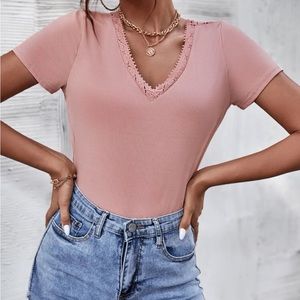 NWOT! Lace insert tee